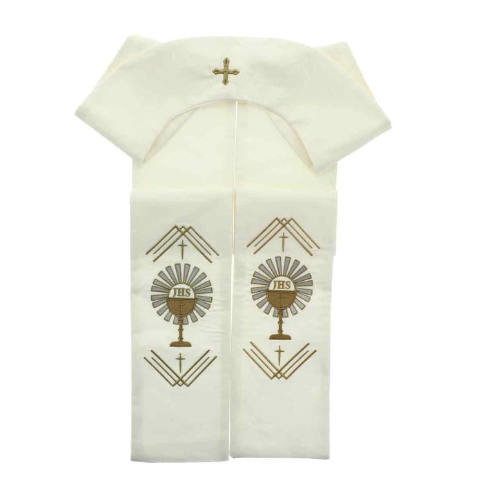 Stola avorio ricamo calice con raggiera Stola avorio ricamo calice con raggiera