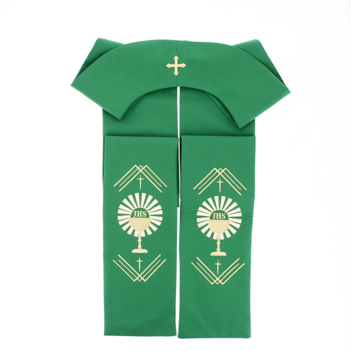 Stola verde ricamo calice con raggiera Stola verde ricamo calice con raggiera