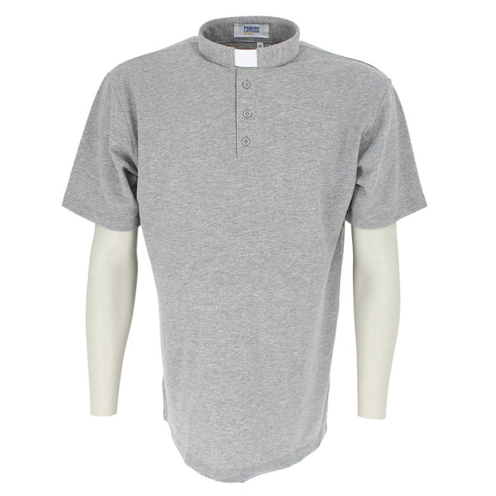 Maglia polo clergy cotone piquet grigio chiaro Maglia polo clergy cotone piquet grigio chiaro