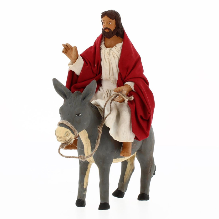 Pesebre de Pascua Jesús entra Jerusalén terracota con trajes 13 cm