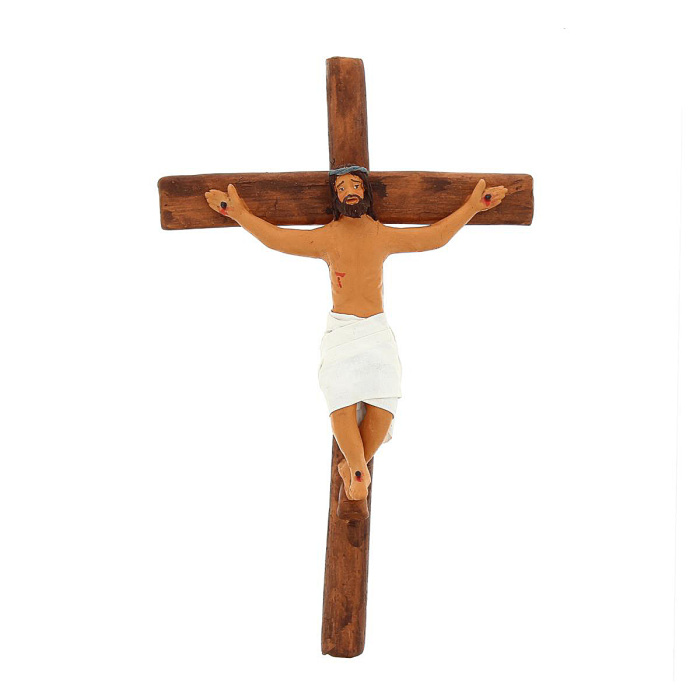 Belén de pascua Jesús Crucificado terracota vestida 13 cm