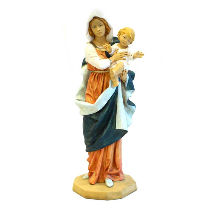 Statua Madonna con Bambino in resina colorata 110 cm
