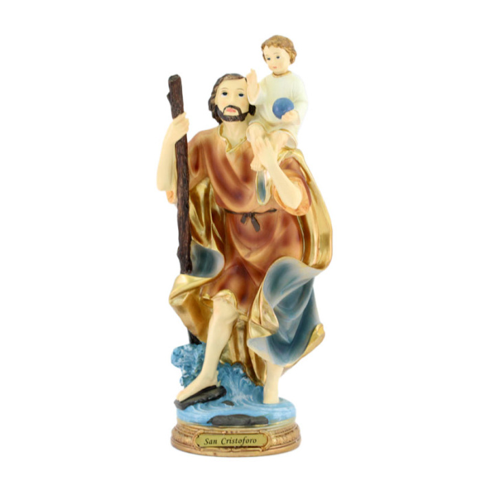 St. Cristopher colored resin statue 30 cm