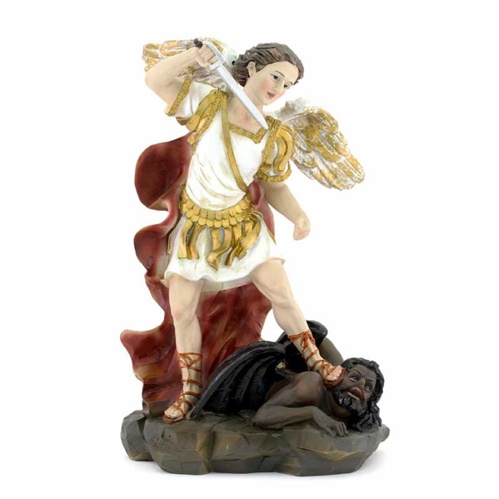 Statua San Michele Arcangelo resina colorata 30 cm