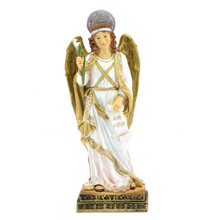 Statua San Gabriele Arcangelo resina colorata 42 cm