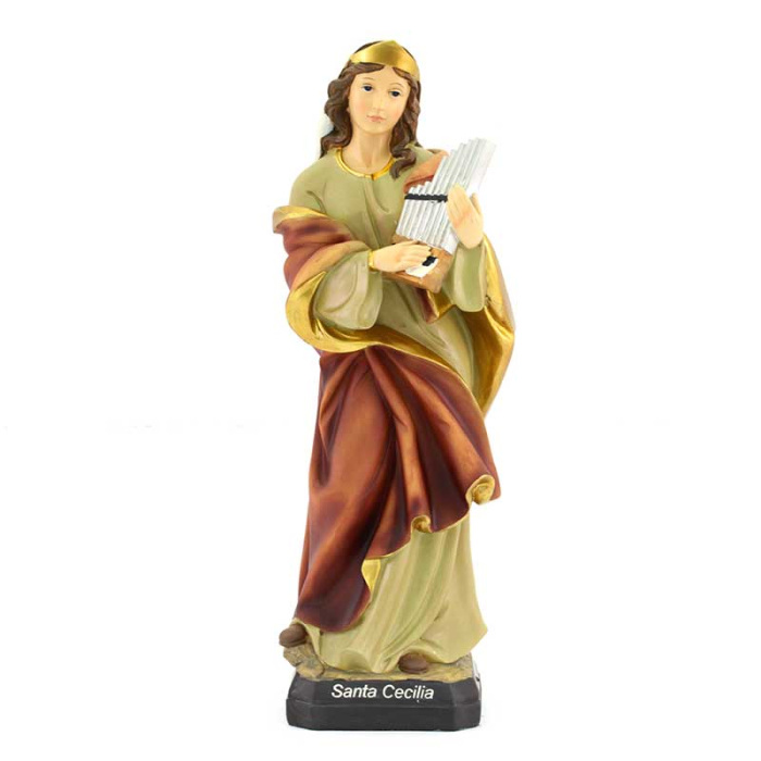 Saint Cecile colored resin statue 40 cm Saint Cecile colored resin statue 40 cm