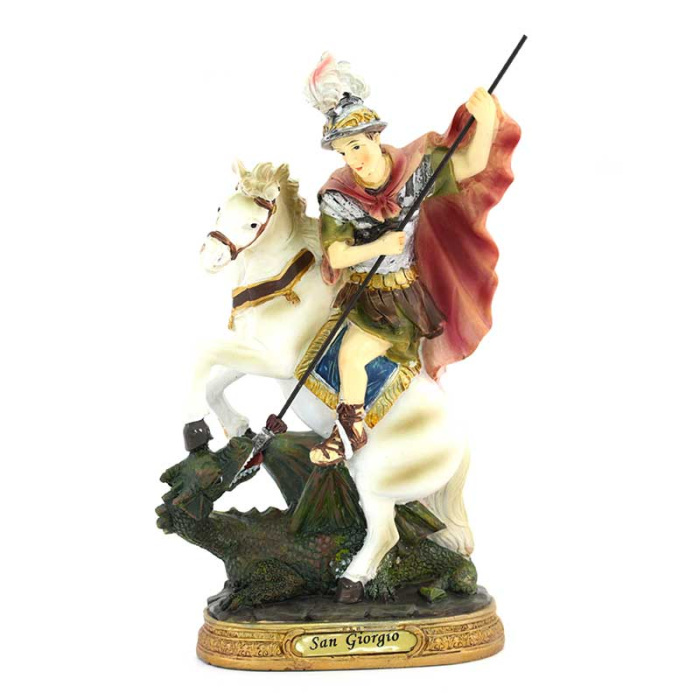 Statua San Giorgio in resina colorata 20 cm Statua San Giorgio in resina colorata 20 cm