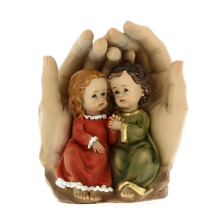 Manos protectoras de resina pintada 12x14 cm