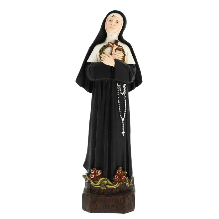 Statua Santa Rita resina colorata 38 cm