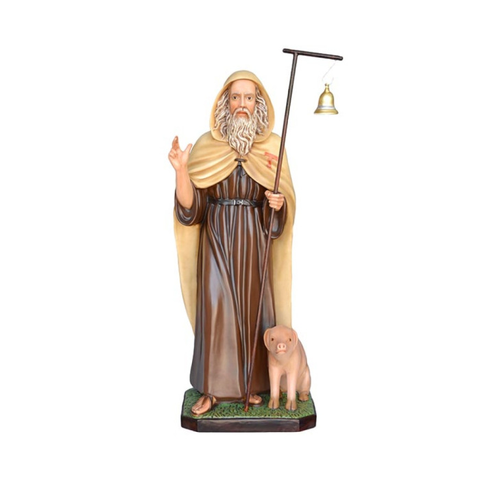 Statua Sant'Antonio Abate in resina dipinta 130 cm Statua Sant'Antonio Abate in resina dipinta 130 cm