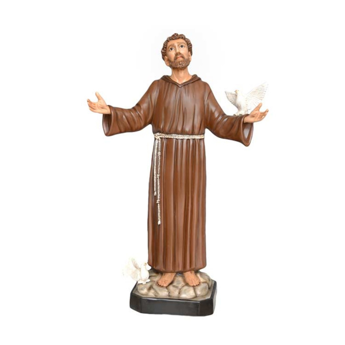 Statue of Saint Francis of Assisi open arms in resin 130 cm Statue of Saint Francis of Assisi open arms in resin 130 cm
