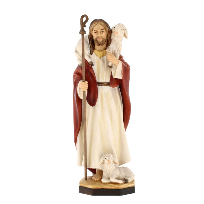 Estatua Jesús Buen Pastor madera pintada 23 cm