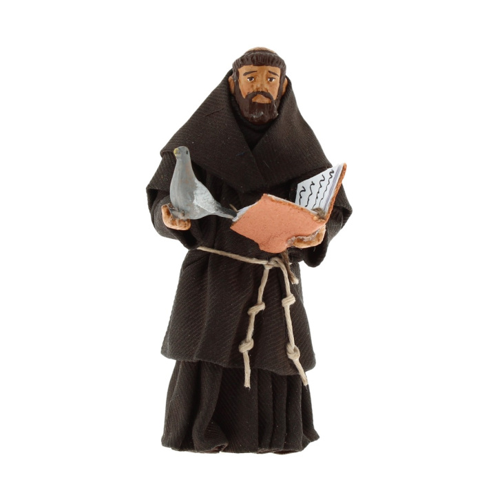 Statue of Saint Francis of Assisi in dressed terracotta 10 cm