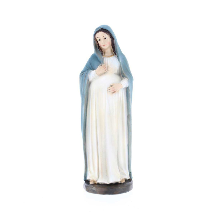 Statua Maria incinta in resina colorata 20 cm