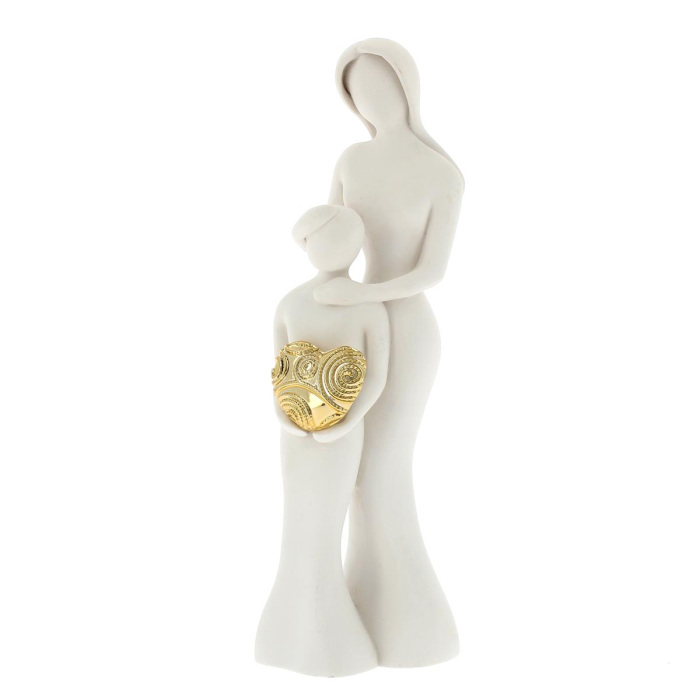 Statuina Maternità bianca con cuore dorato 23 cm Statuina Maternità bianca con cuore dorato 23 cm