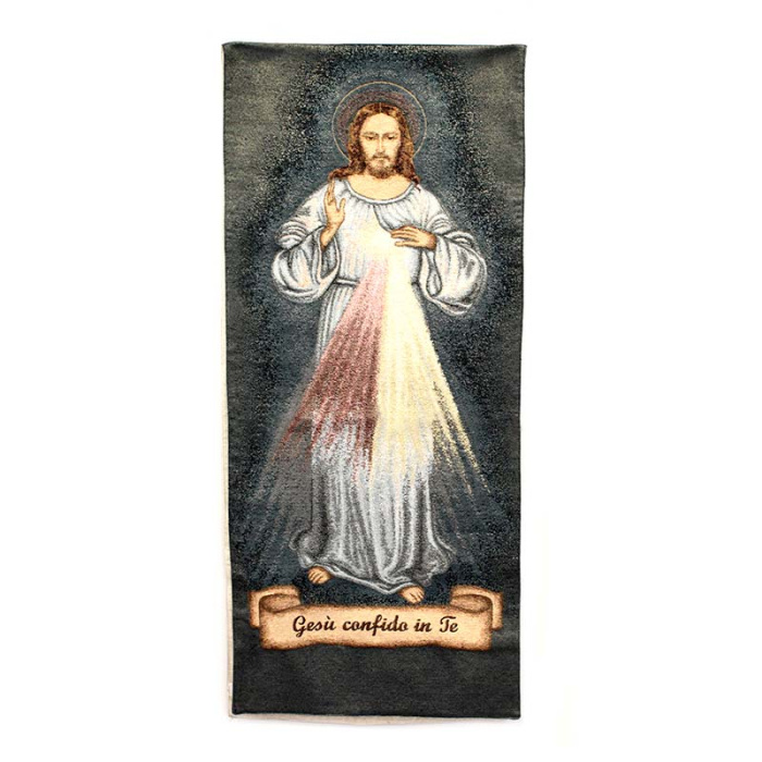 Coprileggio Gesù Misericordioso in tessuto misto cotone