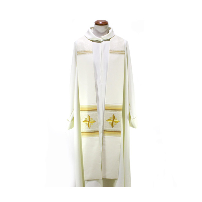 Estola Gótica con Cruces Lirio de lana y seda a rayas Estola Gótica con Cruces Lirio de lana y seda a rayas