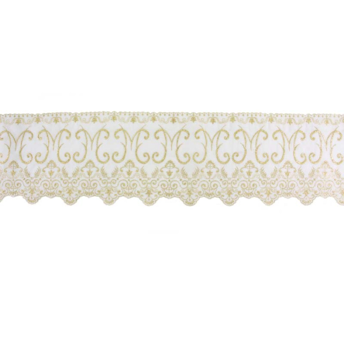 Marian Border for altar cloth in white muslin fabric 18 cm