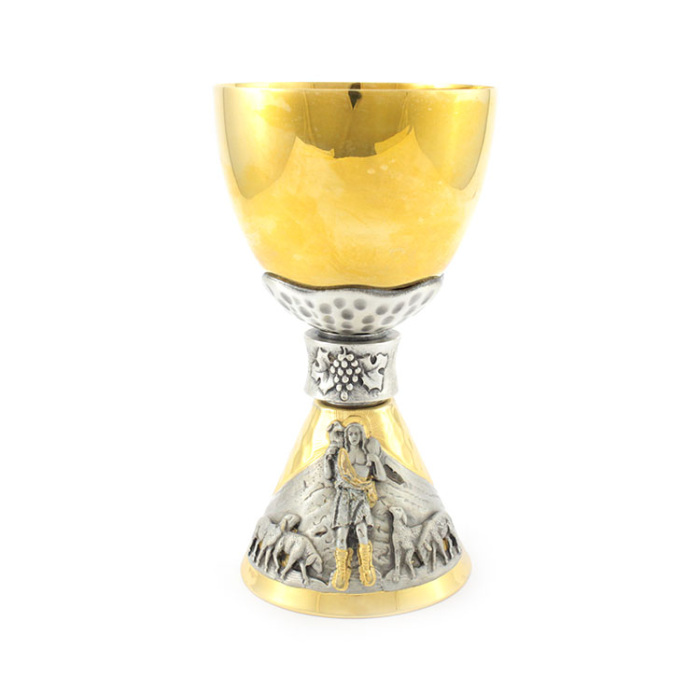 Brass Chalice Good Shepherd 17 cm