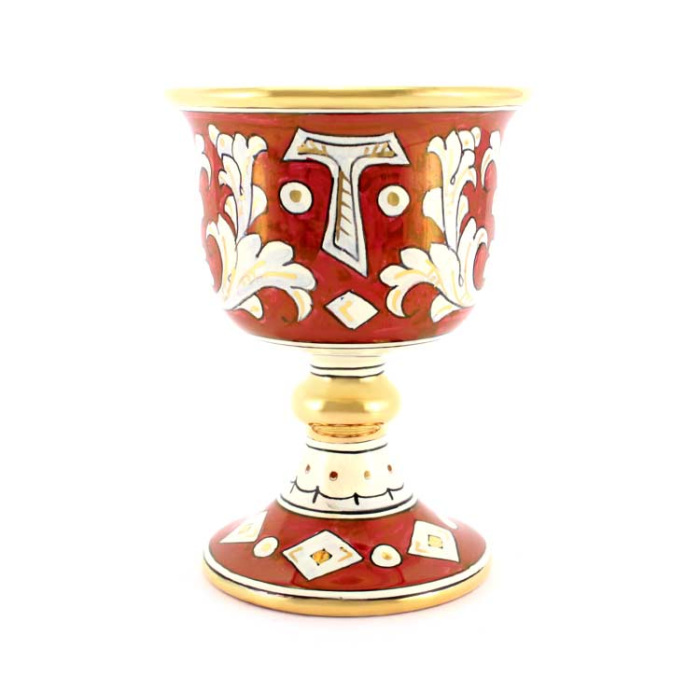 Calice in ceramica Tau e gigli 15 cm Calice in ceramica Tau e gigli 15 cm