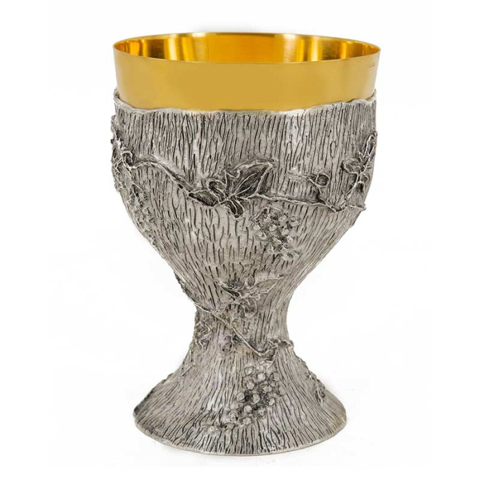 Lost Wax Chalice Grapes & Leaves 16 cm