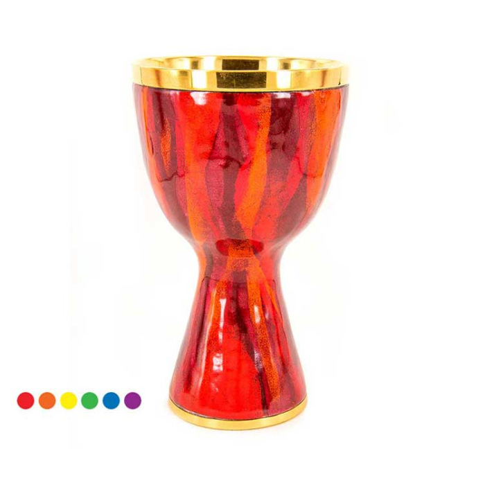 Cáliz Génesis esmaltado al fuego blanco, rojo o azul 18,5 cm Cáliz Génesis esmaltado al fuego blanco, rojo o azul 18,5 cm