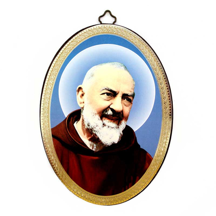 Wood Oval Image St. Pio 10x15 cm Wood Oval Image St. Pio 10x15 cm