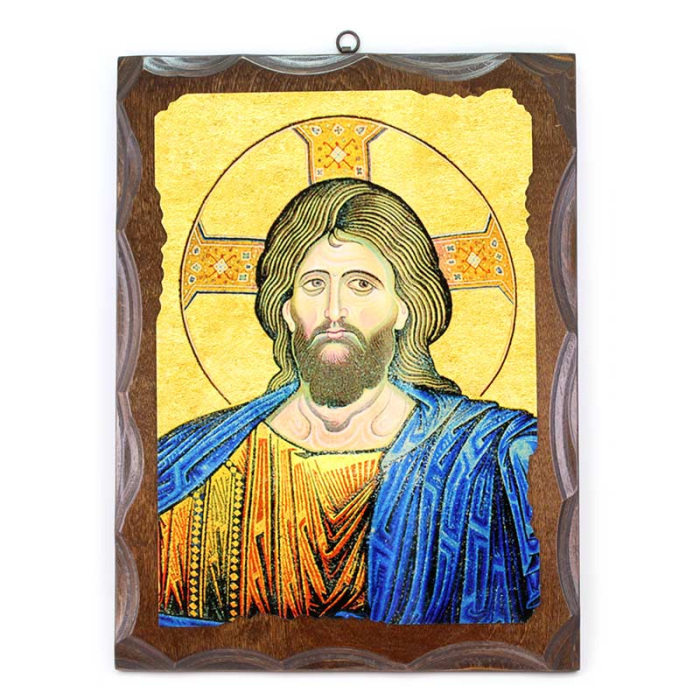 Icono Rostro de Cristo grabado en madera 30x40 cm