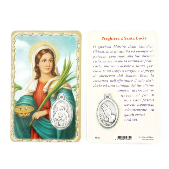 Card Santa Lucia con Medaglia 5,5x8,5 cm Card Santa Lucia con Medaglia 5,5x8,5 cm