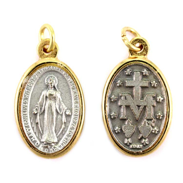 Miraculous Medal Golden rim diameter 1.5x2.2 cm