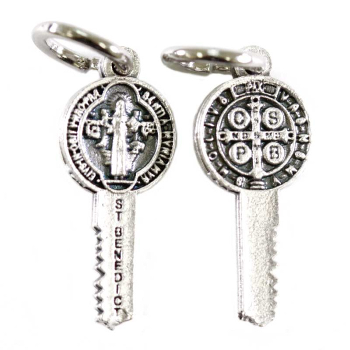 Metal Key Medal St. Benedict 0.7x1.5 cm
