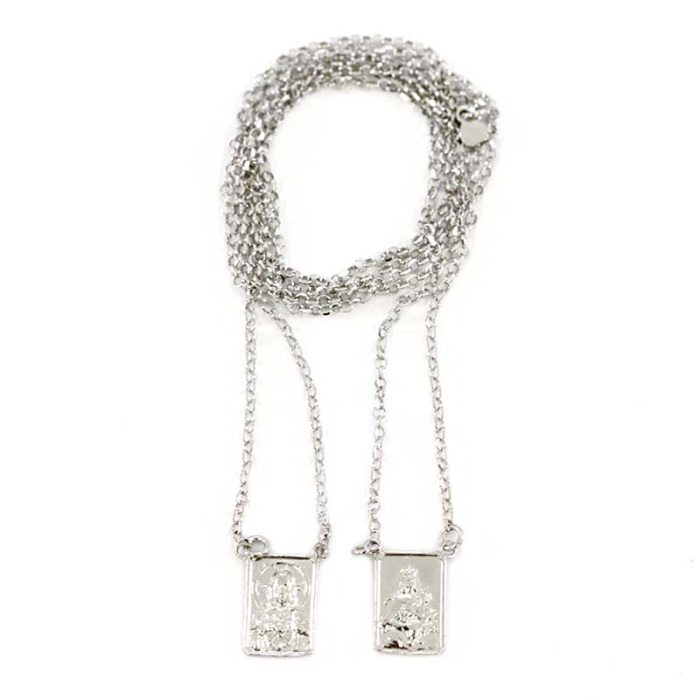Collar Escapulario Virgen y Jesús de plata 11x15 mm