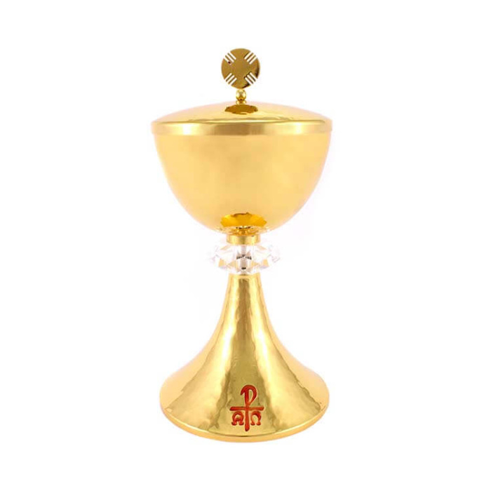 Hammered Brass Ciborium Glass Knop 25 cm Hammered Brass Ciborium Glass Knop 25 cm