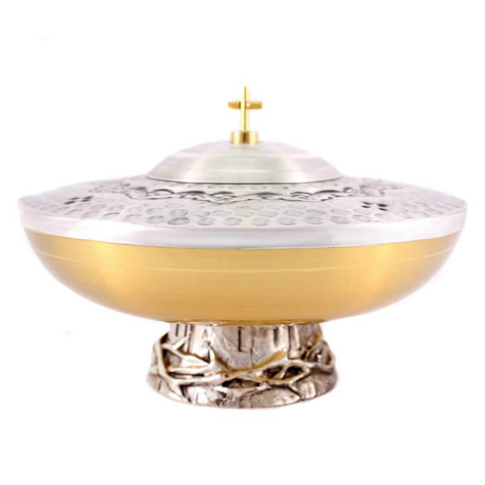 Pisside base corona di spine ottone 13 cm