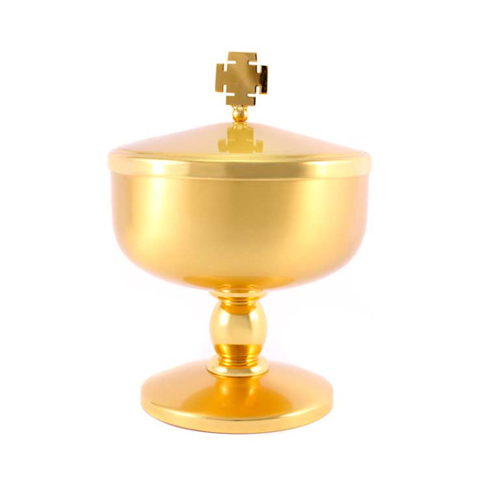 Pisside ottone liscio satinato 16 cm