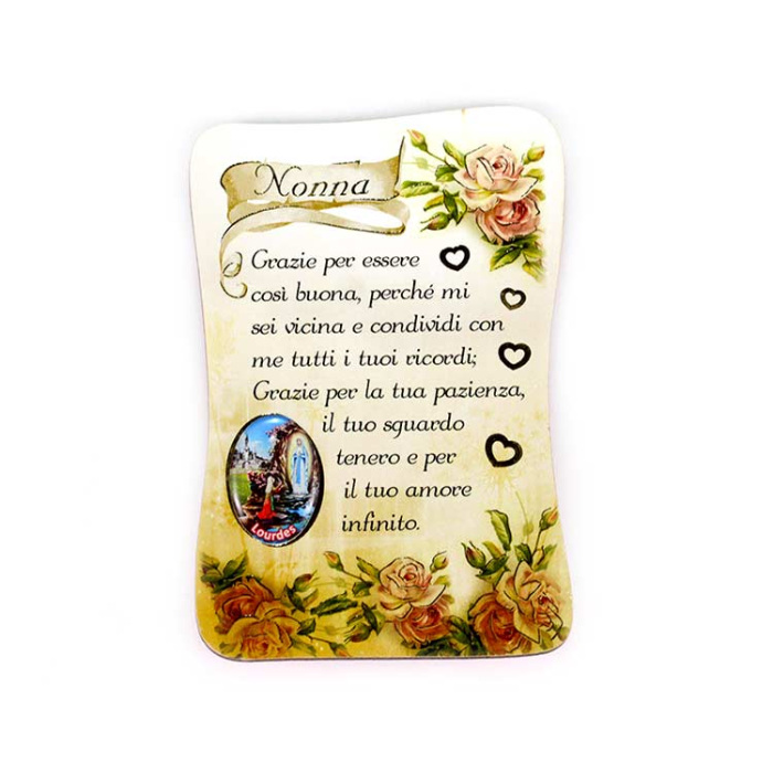 Imán de pergamino con dedicatoria a la abuela 5,5x8 cm