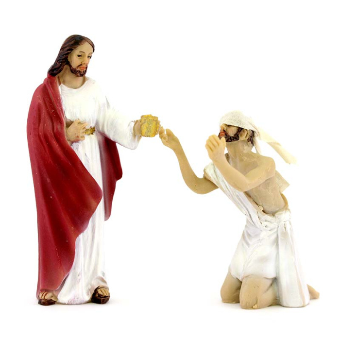 Scena presepe pasquale guarigione del cieco 9 cm