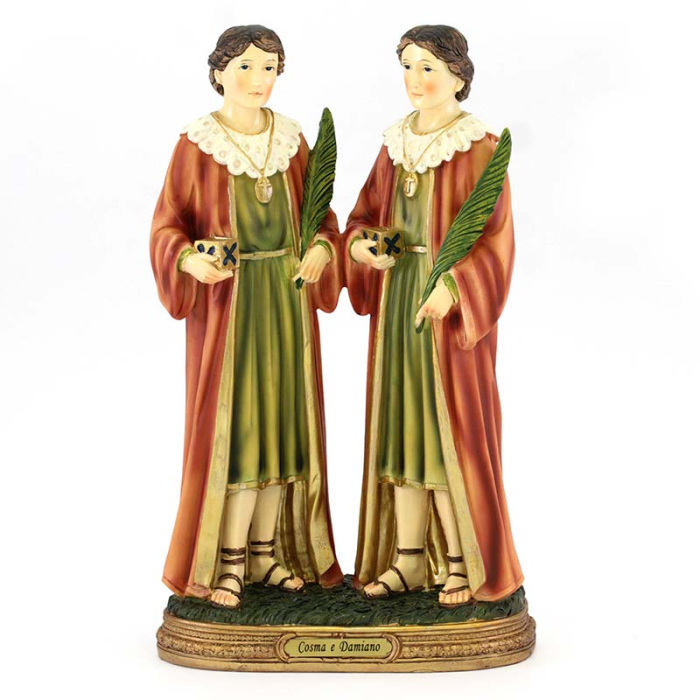 Statua Santi Cosma e Damiano in resina 30 cm