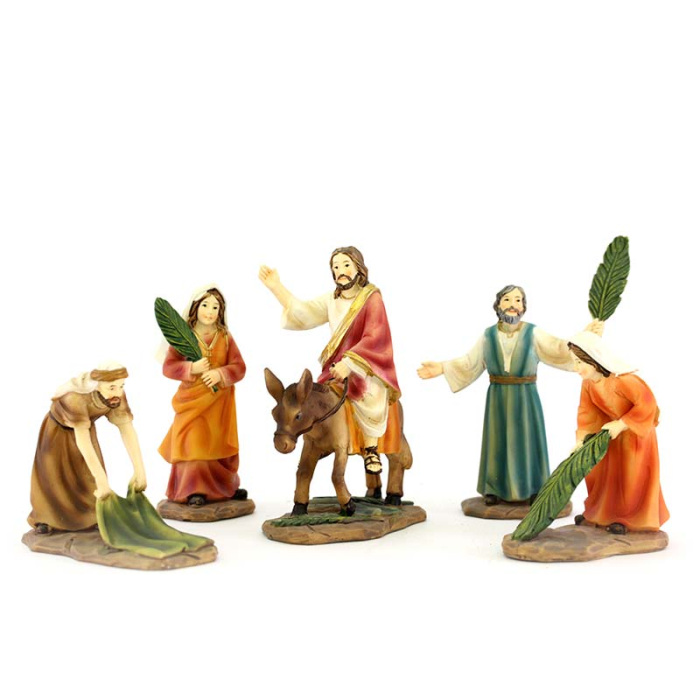 Easter nativity set Jesus entrance in Jerusalem scene 8 cm Easter nativity set Jesus entrance in Jerusalem scene 8 cm