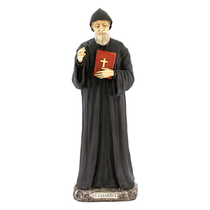 Statua San Charbel in resina dipinta 42 cm