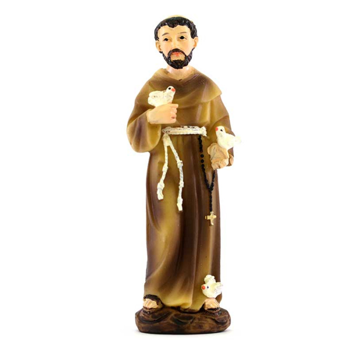 Statua San Francesco d'Assisi in resina colorata 9 cm Statua San Francesco d'Assisi in resina colorata 9 cm