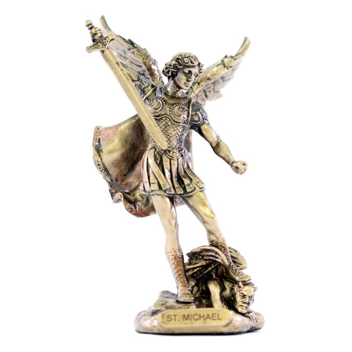Statua San Michele resina bronzata 9 cm Statua San Michele resina bronzata 9 cm