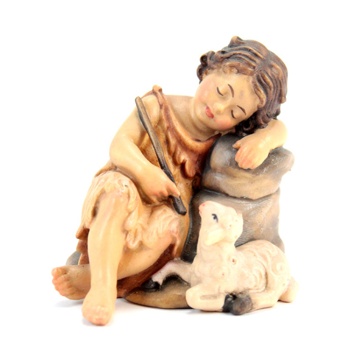 Statua San Giovannino legno dormiente 18 cm