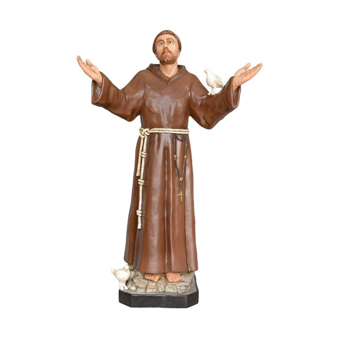 Statua San Francesco d'Assisi in vetroresina 175 cm