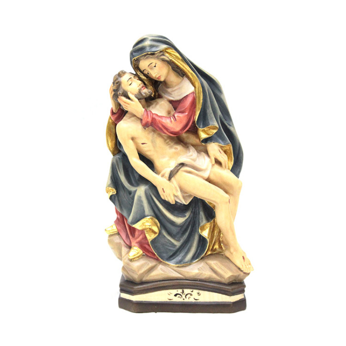 Estatua de la Piedad de madera pintada a mano 25 cm
