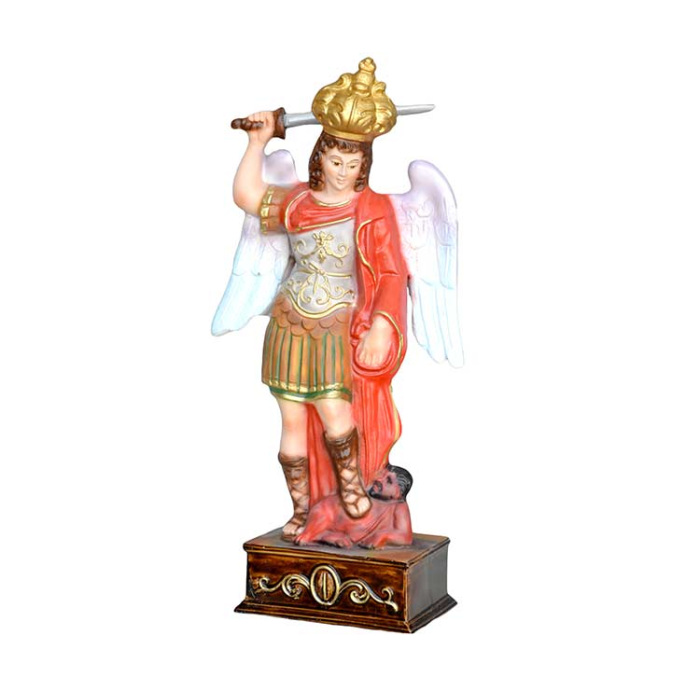 Statua San Michele ali chiuse in resina 30 cm