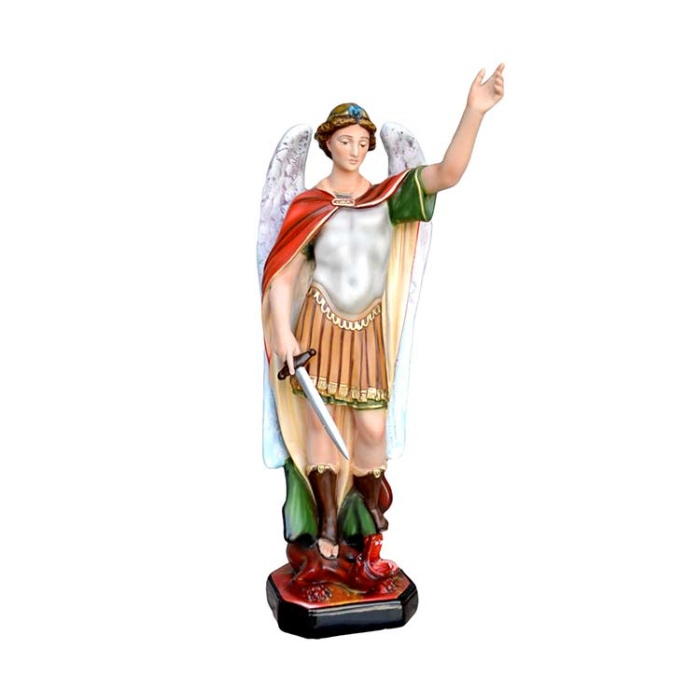 Statua San Michele ali chiuse in resina 60 cm