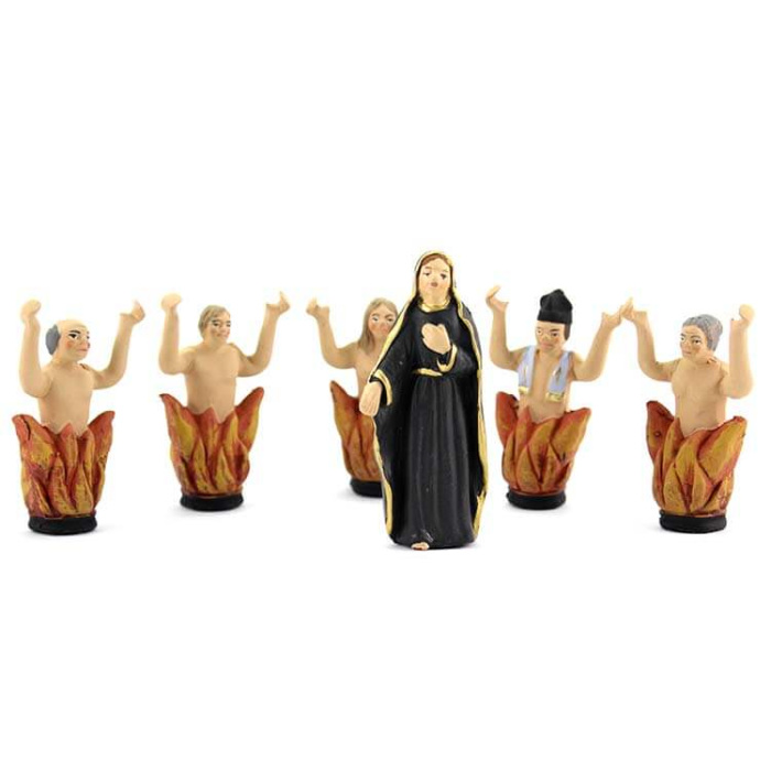 Our Lady of Sorrows and Purging Souls Statue 9 cm