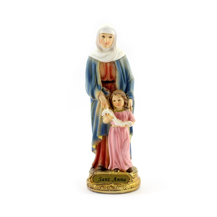 Statua Sant'Anna in resina colorata 13.5 cm