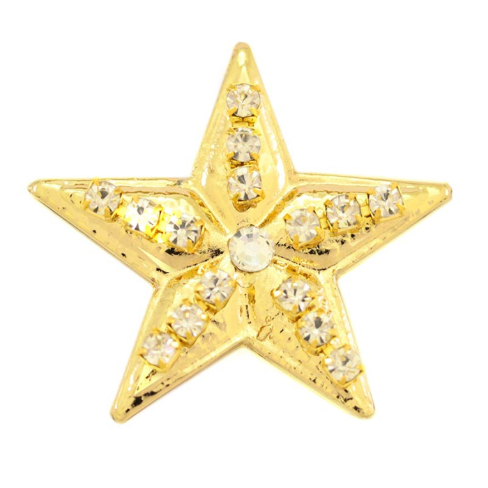 Estrella de 5 puntas de metal dorado con pedrería 4 cm